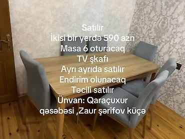 tum: Mebel dəsti – yemək masası və TV şkafı - Masa: 6 nəfərlik, ağac — 1