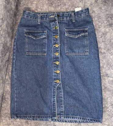 джинсовые брюки женские: Юбка, Модель юбки: Прямая, Миди, Джинс, По талии, С вырезом