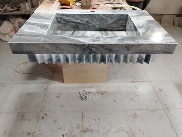 Hamam üçün aksessuarlar: Mərmər effektli konsol-lavabo modulu - Material: Parlaq səthli — 20