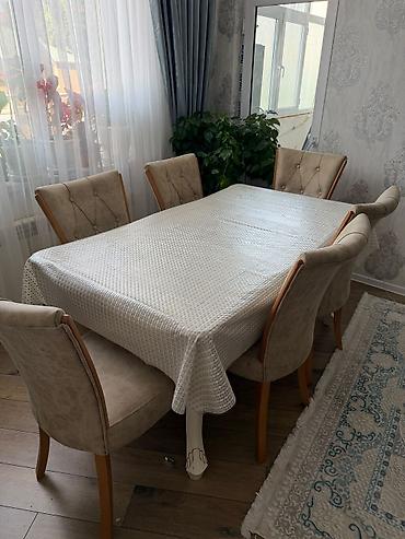 miz usdul: Yemək otağı üçün 6 ədəd yumşaq stul dəsti - Rəng: açıq bej (krem — 3