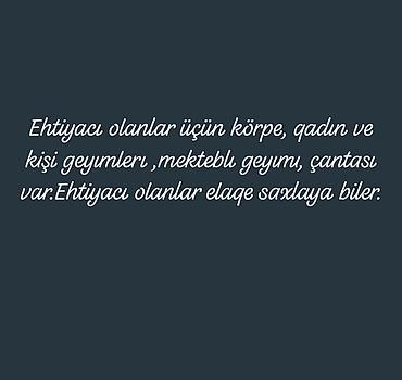boş çanta: Məhsul/təklif: ehtiyac sahibləri üçün müxtəlif geyim və məktəb — 1