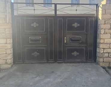 demir qapi bezekleri: Metal darvaza – ikiqanadlı - Material: qalın metal/profil karkas — 4