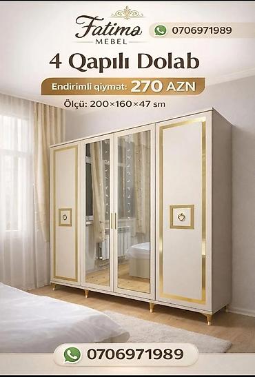 qapi iclikleri: Yeni, 4 qapılı, Güzgülü, Ağ, Açılan, Düz dolab — 1