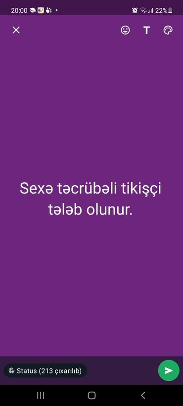 tikişçi: Sexə təcrübəli tikişçi tələb olunur