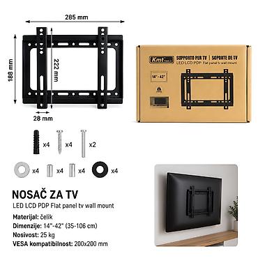 KMT TV nosač, fiksni 14–42 inča 2389221-A Fiksni zidni nosač za TV