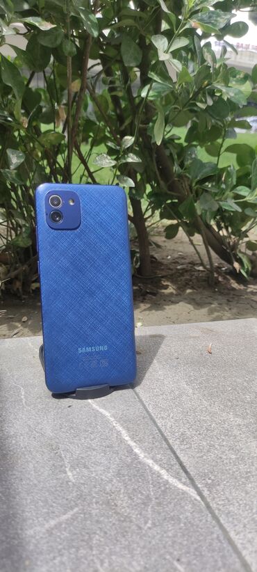 Samsung: Samsung Galaxy A03, 32 GB, rəng - Göy, Düyməli, Barmaq izi, Face ID