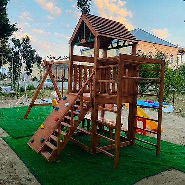 taxta oyuncaq: Açıq havada quraşdırılan taxta uşaq oyun kompleksi - Material: möhkəm — 6