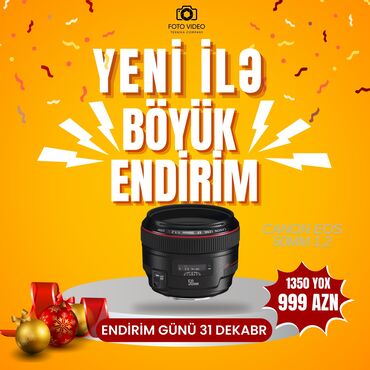 Fotokameralar: Canon 50mm f1.2 İdeal veziyyetde