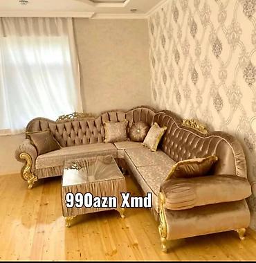 divanlar kunc: Künc divan dəsti – klassik barokko üslubunda - Parıltılı qızılı-şampan — 1