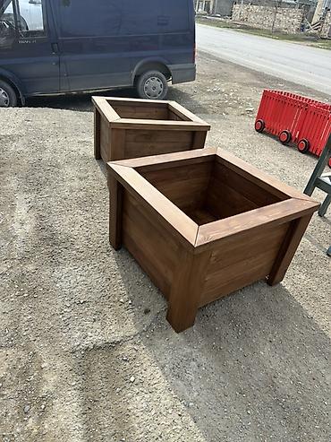 resm sekilleri: Taxta dekorativ güldan/qutu (2 ədəd) - Material: bərk ağac (tam taxta — 1
