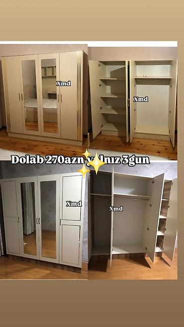 taxta kreslo: Dörd qapılı paltar dolabı - Rəng: krem/bej tonlarında - Ön hissədə 2 — 1