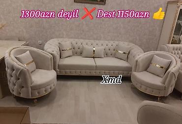 oyun kreslo: Lüks salon mebel dəsti - Dəst: 1 üçnəfərlik divan + 2 ədəd kreslo - — 1