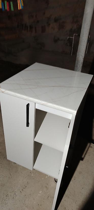 akvarium zavod istehsalı: Mətbəx dolabı – mərmər naxışlı üstlü - Material: ağ laminat korpus — 3