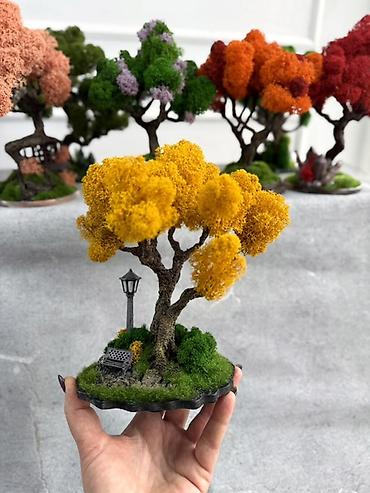 Другой декор и предметы интерьера: Декоративное настольное деревце Бонсай из стабилизированного мха- — 9