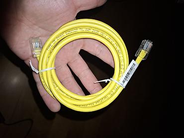 cat 5 kabel: Sarı rəngli Ethernet kabeli (RJ45 – RJ45) - Uçlar: şəffaf RJ45 — 2