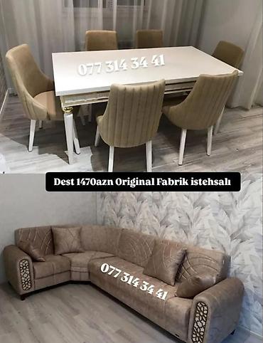 ev dekoru: Yemək otağı və qonaq otağı üçün şık mebel dəsti. - Dəst tərkibi: - — 1