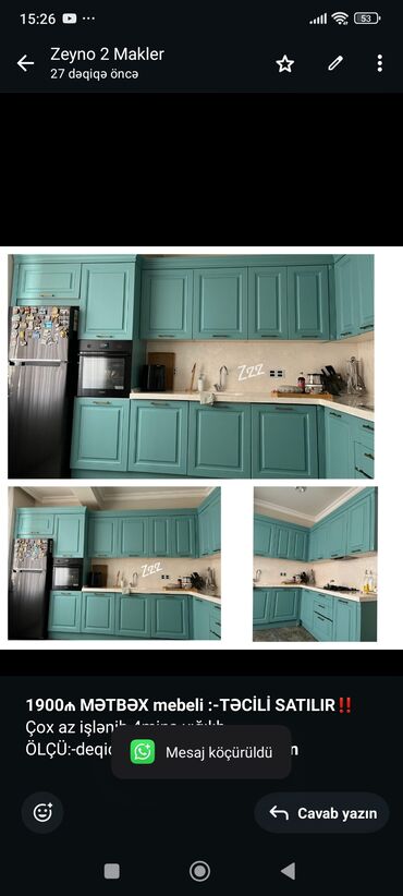 işlənmiş mətbəx stol stul: *1900₼ MƏTBƏX mebeli :-TƏCİLİ SATILIR*‼️ Çox az işlənib 4minə yığılıb