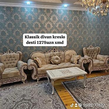 klasik divanlar: Yeni, Klassik divan, 2 kreslo, Bazasız, Açılmayan — 4