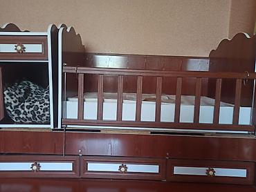 motosiklet sekilleri: Uşaq beşiyi və komodlu modul dəsti - Material: taxta/laminat, tünd — 2