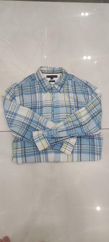 купить джинсовую рубашку: Мужская рубашка, L, Tommy Hilfiger, Б/у, цвет - Голубой — 2