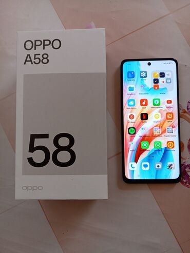 telefon 80 azn: Oppo A58 4G, 128 GB, rəng - Qara, Barmaq izi, İki sim kartlı