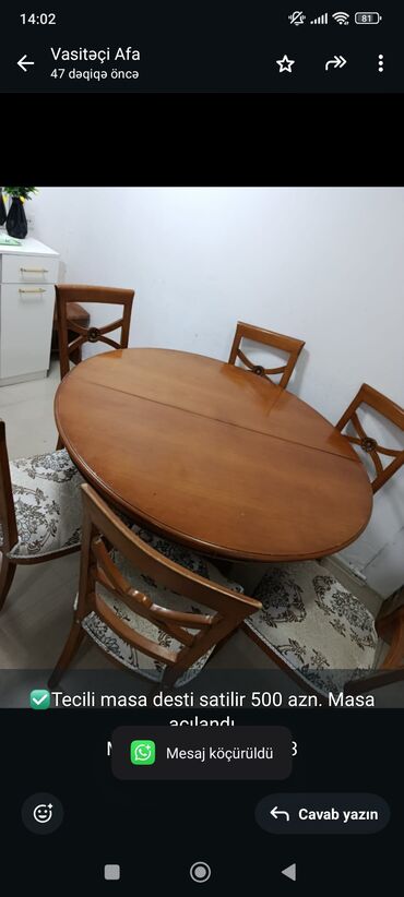 Sifarişlə dolablar: Qonaq otağı üçün, İşlənmiş, Yumru masa, 6 stul