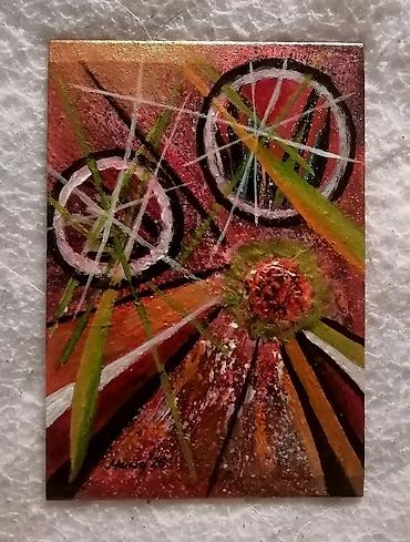 retro vaze: Apstraktna slika na ogledalu 20x14cm, rađena akrilnim bojama veselog — 4