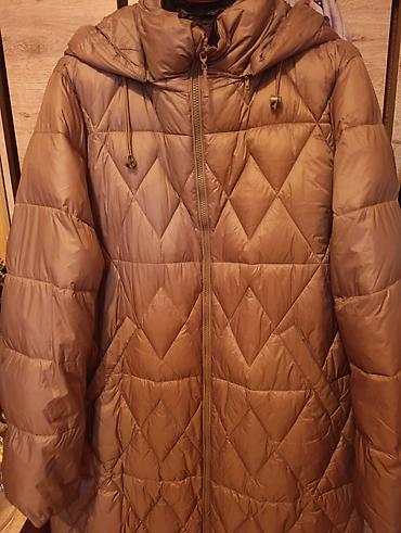 Qadınlar üçün uzun puffer palto – qəhvəyi/karamel rəngi