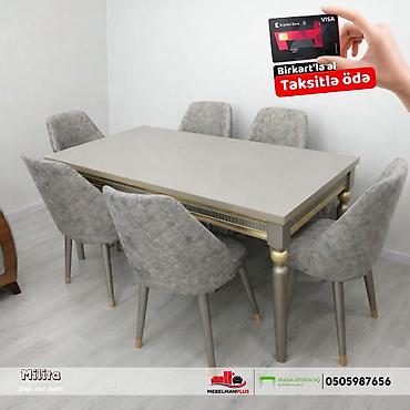 mebelman: Qonaq otağı üçün, Yeni, Açılan, Dördbucaq masa, 6 stul — 4