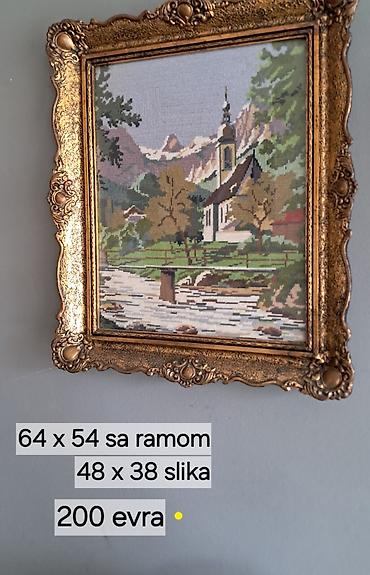 atenci_7 slike: Goblen u bogato ukrašenom dekorativnom ramu, sa pejzažnim motivom — 1