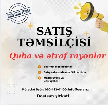 günlük işlər bakı: Satış məsləhətçisi tələb olunur, Yalnız kişilər üçün, 30-45 yaş, 3-5 illik təcrübə, Aylıq ödəniş