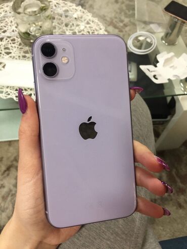 телефона айфон: IPhone 11, Б/у, 256 ГБ, Deep Purple, Зарядное устройство, Защитное стекло, Чехол, 76 %