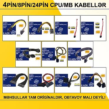 Kabellər "4/8/24pin/MOLEX CPU/MB Original" MƏHSULLAR TAM ORİGİNALDIR