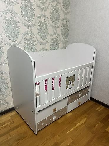 ali bebe mobilya: Uşaq beşiyi – “Teddy” dizaynlı - Rəng: ağ, bej nöqtəli dekorlu — 4