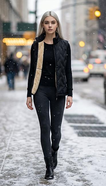 Prsluci: Ženski termo prsluk – crni, lagan i topao - Krojen bez rukava sa — 1