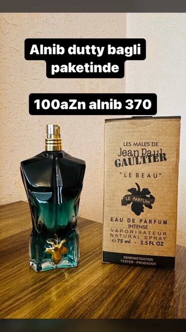 ətir kişi: Jean Paul Gaultier brendinin "Le Beau" ətrinin 75 ml-lik flakonu və