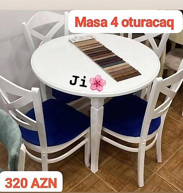 saloglu masalar: Mətbəx üçün, Yeni, Açılmayan, Yumru masa, 4 stul — 2