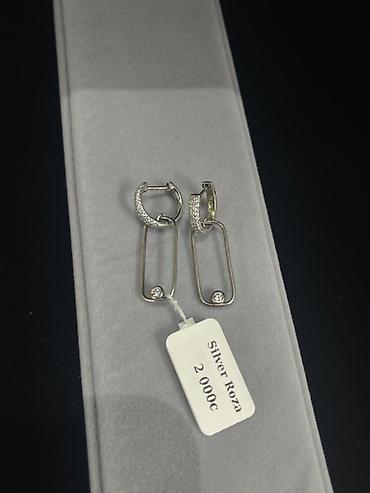 Серебряные серьги: Серебряные серьги, Проба 925, Фианит, Женские — 2