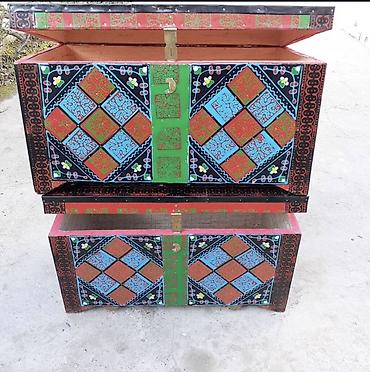 dovşan şəkili: Taxta əl işı – naxışlı sandıq - Material: massiv taxta, əl ilə — 1