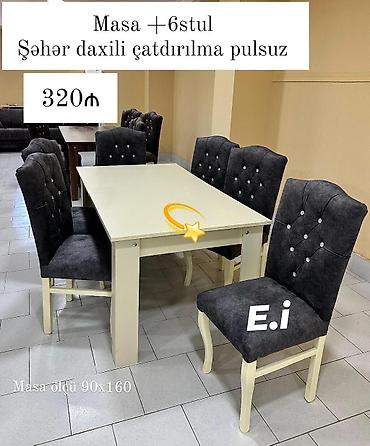 stulu: Mebel dəsti: Masa + 6 stul - Qiymət: 320 ₼ - Şəhər daxili çatdırılma — 1