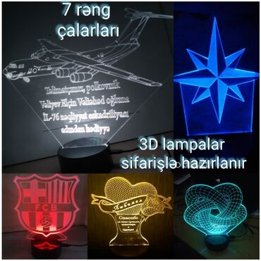 dekor isiqlar: 3D lampalar. 7 rəng çalarları və sinxron rejim özü rəngləri dəyişir