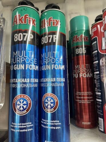 Кургак аралашмалар жана грунттоо: Многоцелевая монтажная пена Akfix 807P и Akfix 805 в баллонах