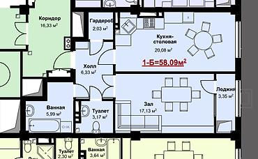 Продажа квартир: 2 комнаты, 58 м², Элитка, 2 этаж, Готовая ПСО (под самоотделку) — 2