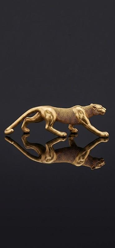 toy dekor: Qızılı panter heykəlciyi – dekorativ aksesuar - Material: metal — 1