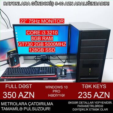 Masaüstü kompüterlər və iş stansiyaları: Oyun üçün Kompüter "Gaming Core i3 3210 GT730 2GB 128GB SSD” ⭐Tək — 4