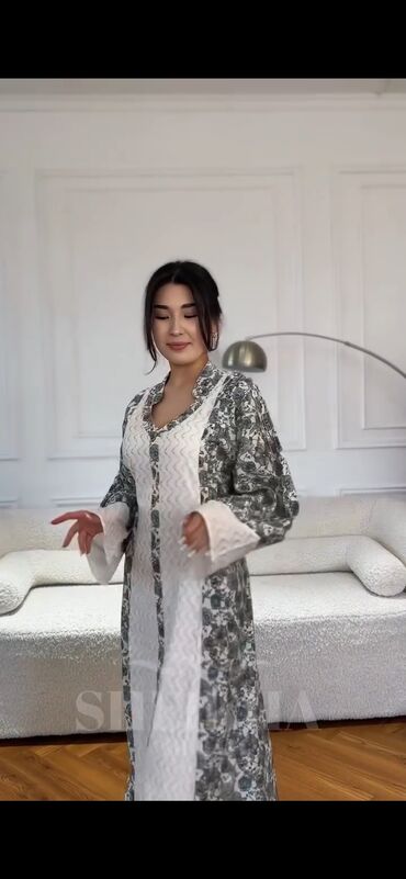 кружевное свадебное платье: Вечернее платье, Длинная модель, Хлопок, С рукавами, XL (EU 42)