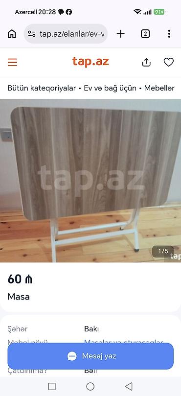 stulların satışı: Yeni, Qatlanan, Taxta, Dördbucaq masa — 4