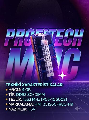 ddr3 ram notebook: Noutbuk üçün Hynix markalı 4 GB DDR3 SO-DIMM operativ yaddaş modulu — 1