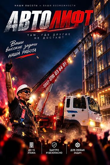 материал для рекламы: 🏗️ АРЕНДА АВТОЛИФТА 62 м / 45 м Подъём стройматериалов, окон, мебели — 1