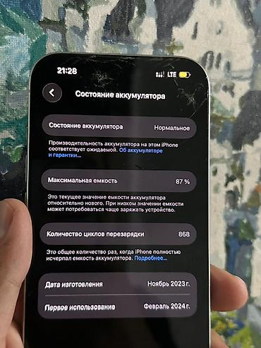 mini iphone: IPhone 15 Pro, Б/у, 256 ГБ, Белый, Чехол, 87 % — 5